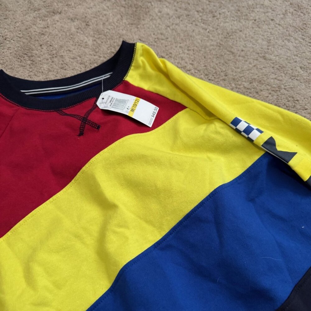 Nautica Color Block Long Sleeve Shirt Vintage 90s M (10/12) Kids Diagonal Stripe - Picture 4 of 4